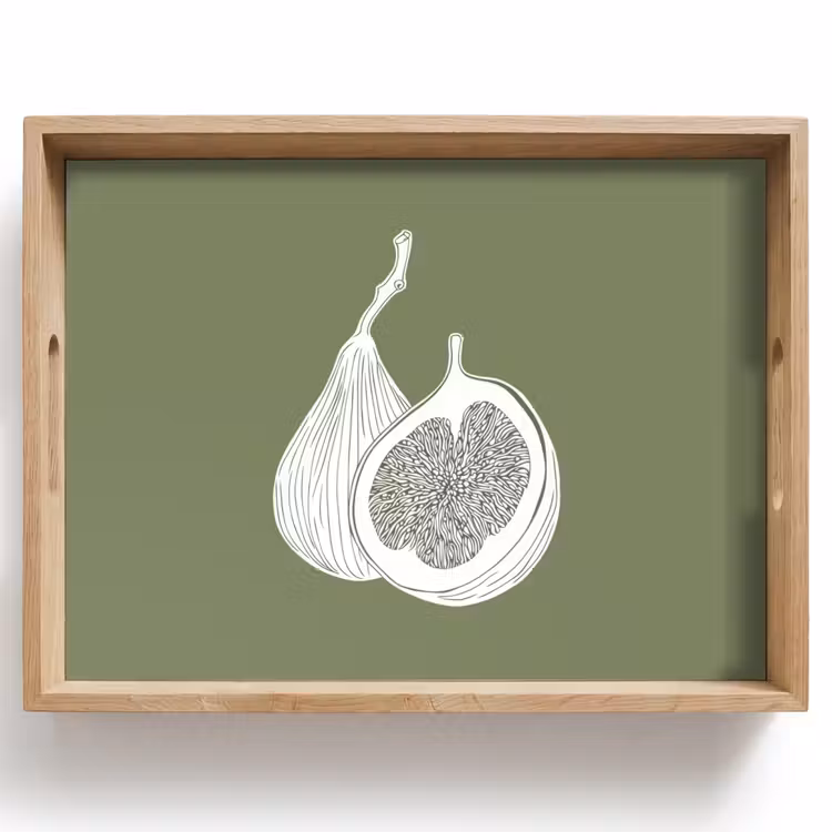 Bandeja - Higos - Minimalista - Dibujado - Verde musgo — 1