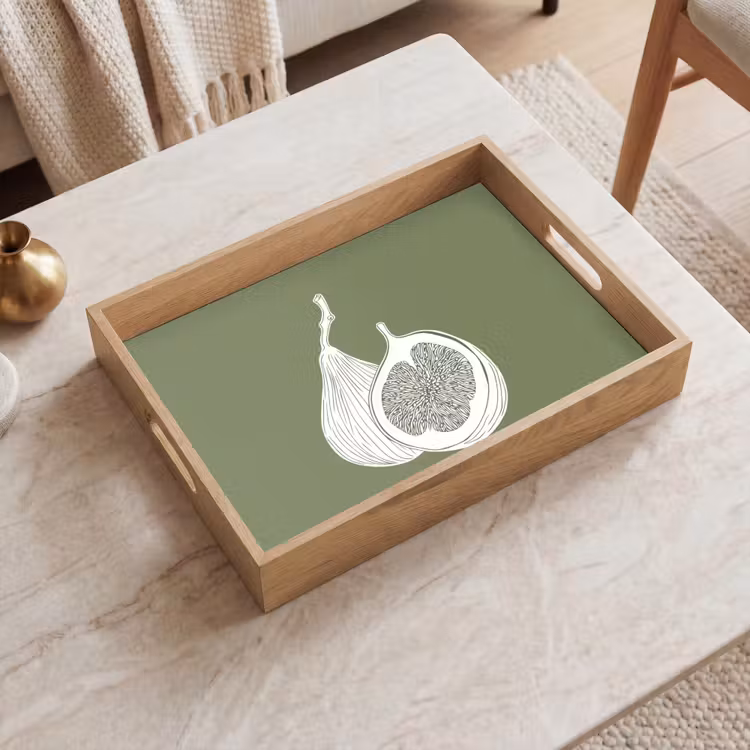 Bandeja - Higos - Minimalista - Dibujado - Verde musgo — 2