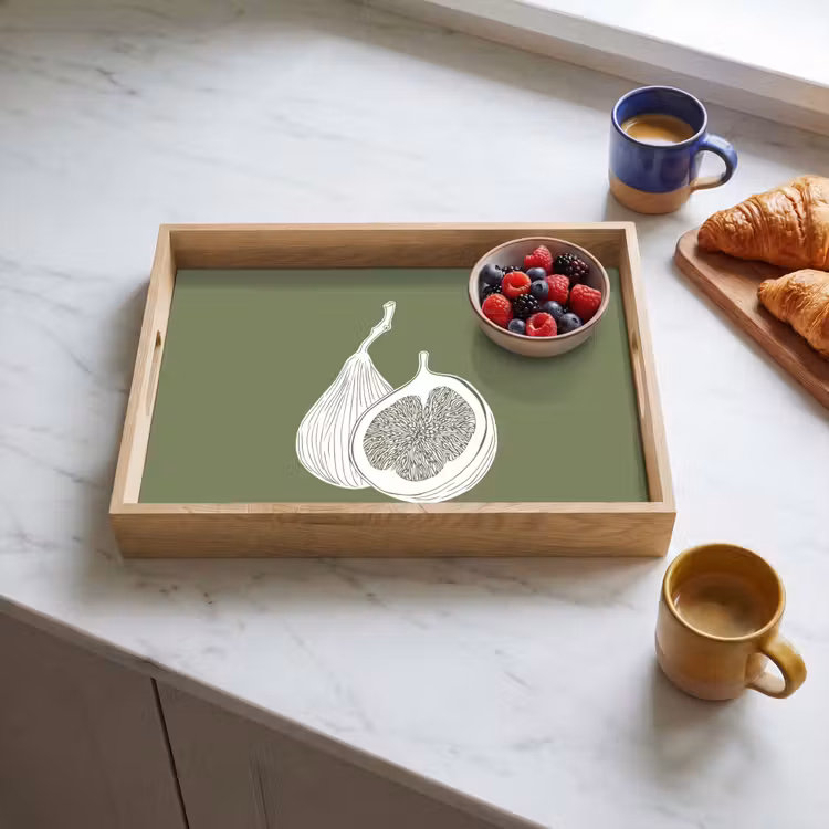 Bandeja - Higos - Minimalista - Dibujado - Verde musgo — 3