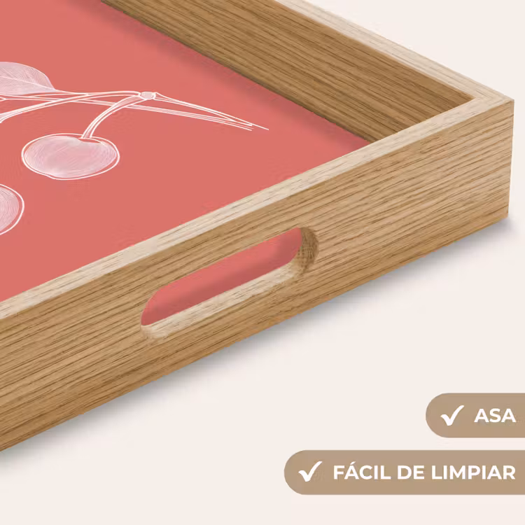Bandeja - Ilustración de líneas - Cerezo - Rama - Blanco — 8