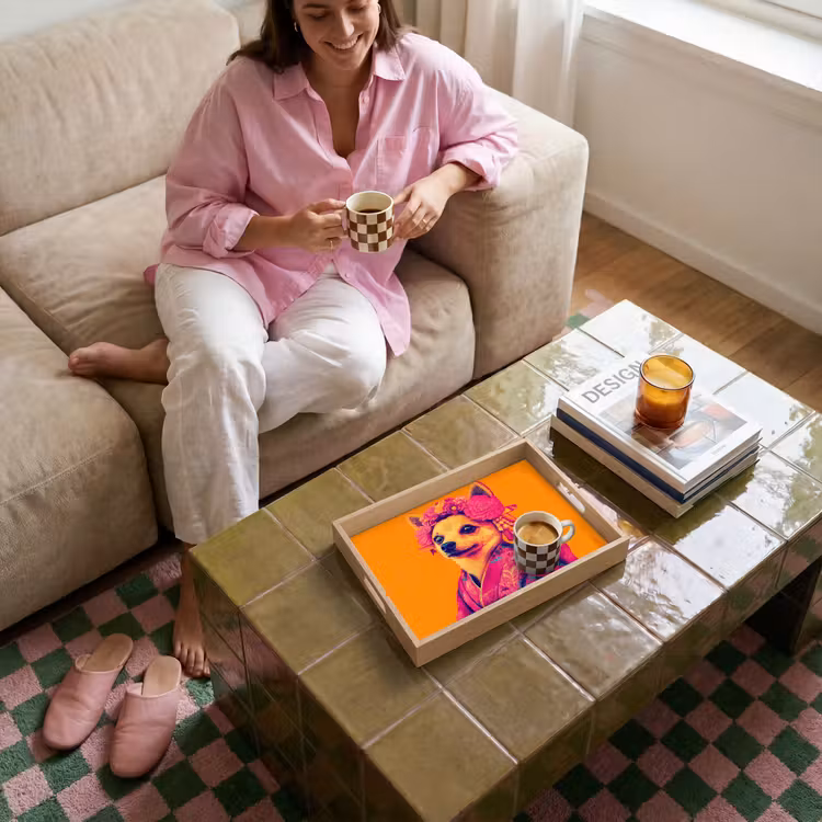 Bandeja - Kimono - Perrito - Corona de flores - Naranja — 4
