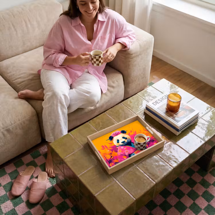 Bandeja - Kimono - Rosa - Panda - Corona de flores — 4
