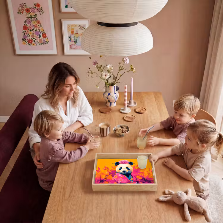 Bandeja - Kimono - Rosa - Panda - Corona de flores — 5