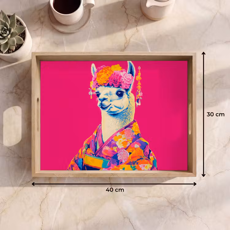 Bandeja - Lama - Kimono - Corona de flores - Rosa vivo — 7