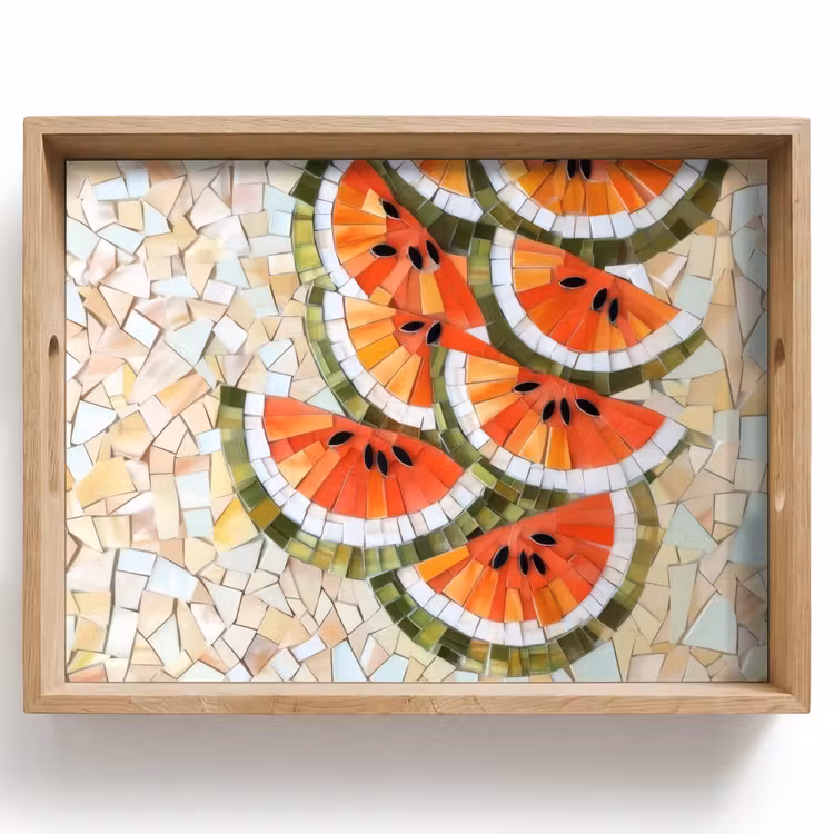 Bandeja - Mosaico - Sandía - Rojo - Granos — 1