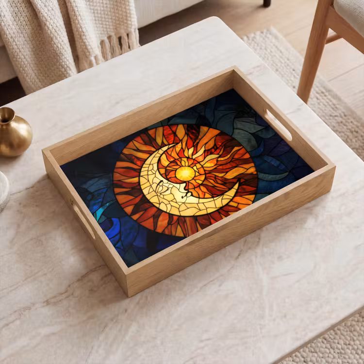 Bandeja - Mosaico - Vidrio - Luna - Azul oscuro — 2
