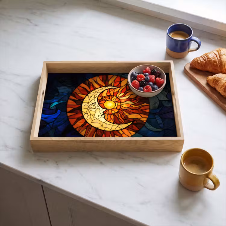 Bandeja - Mosaico - Vidrio - Luna - Azul oscuro — 3