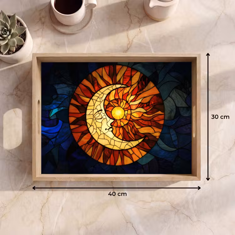 Bandeja - Mosaico - Vidrio - Luna - Azul oscuro — 7