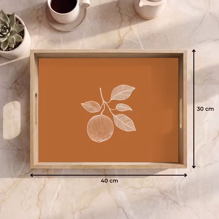 Bandeja - Naranja - Dibujado - Hojas - Marrón — 7