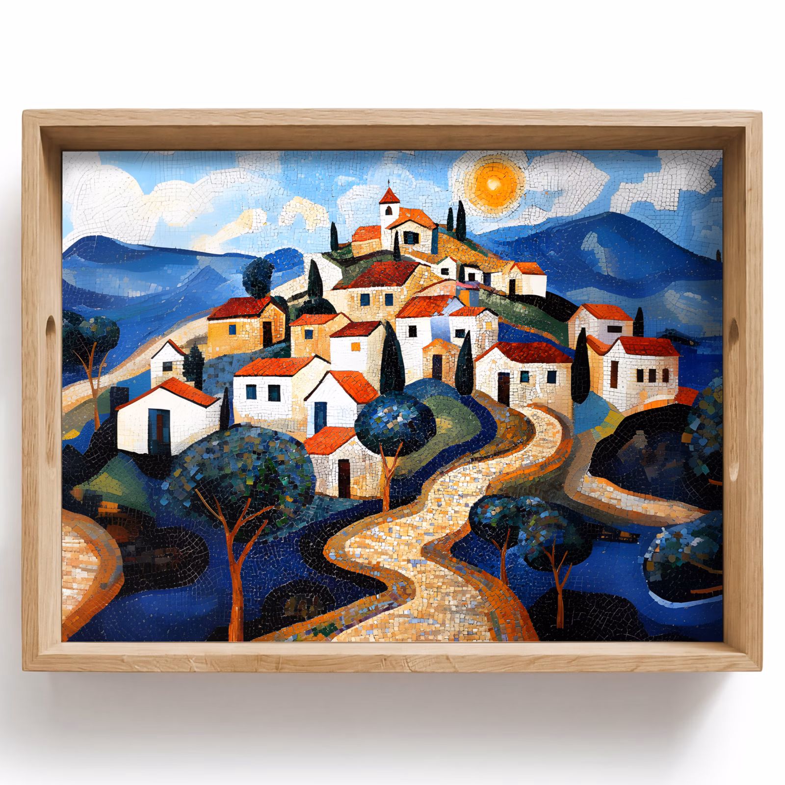 Bandeja - Pueblo - Colina - Sol - Mosaico — 1