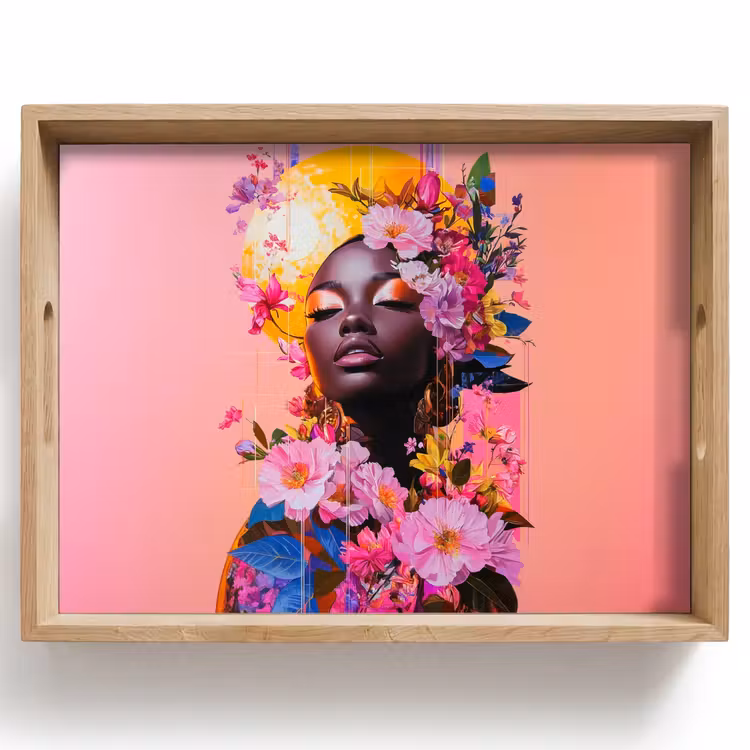 Bandeja - Colorido - Flores - Mujer - Sol — 1
