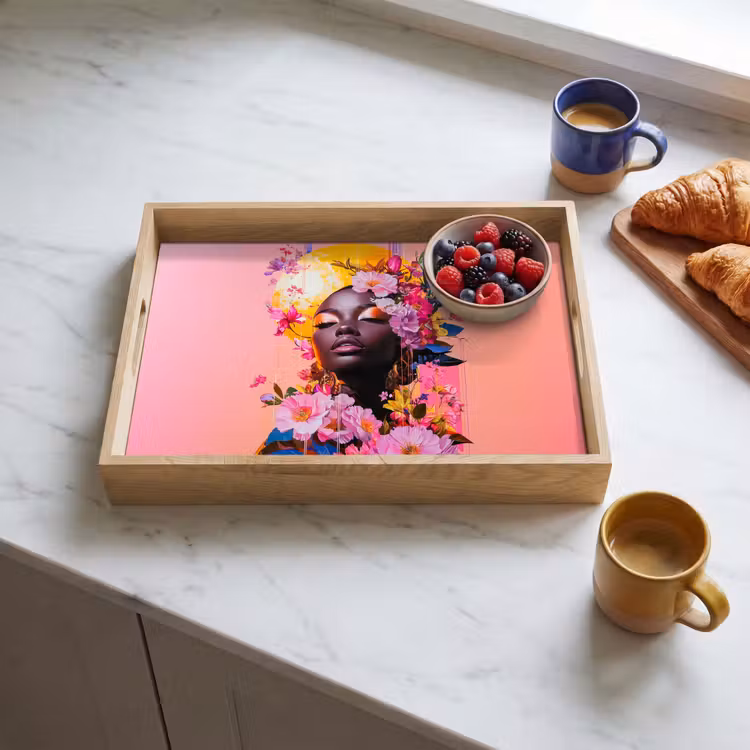 Bandeja - Colorido - Flores - Mujer - Sol — 3