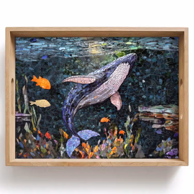 Bandeja - Mosaico - Ballena - Coral - Agua — 1