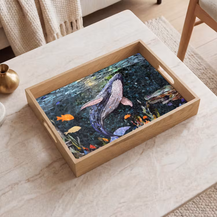 Bandeja - Mosaico - Ballena - Coral - Agua — 2