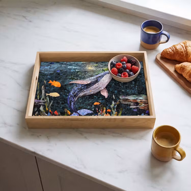 Bandeja - Mosaico - Ballena - Coral - Agua — 3