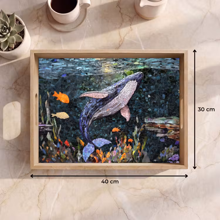 Bandeja - Mosaico - Ballena - Coral - Agua — 7