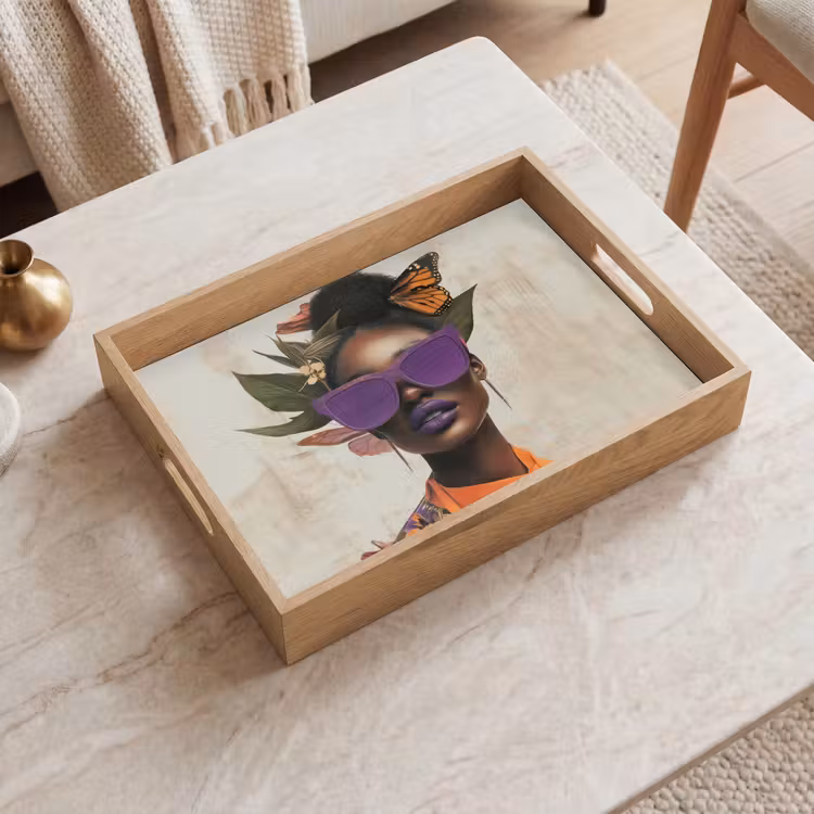 Bandeja - Mujer - Gafas de sol - Mariposa - Flores — 2