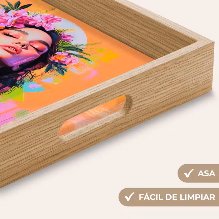 Bandeja - Retrato - Corona de flores - Mujer — 8