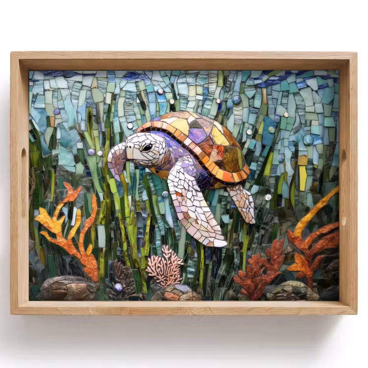 Bandeja - Tortuga - Algas - Mosaico — 1