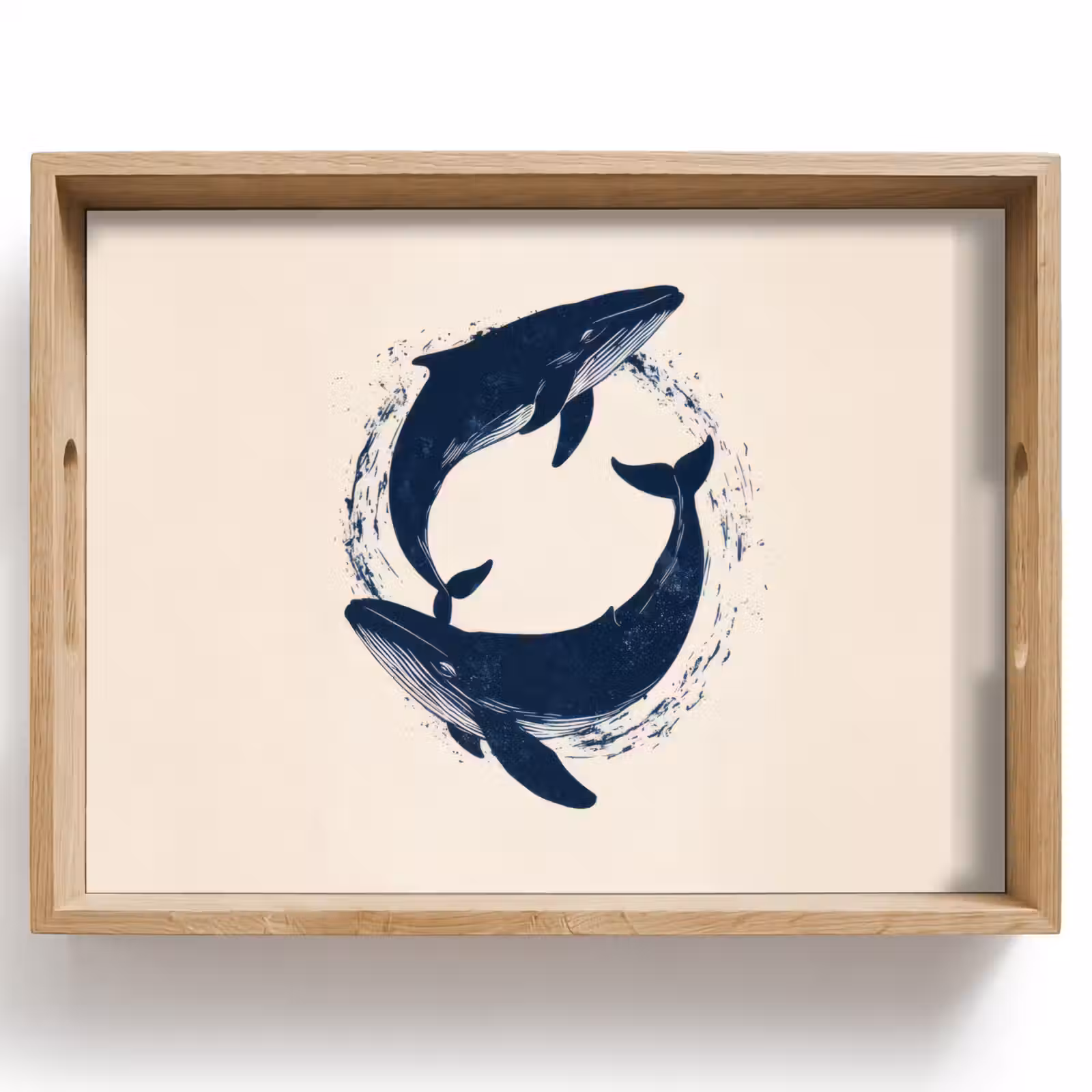Bandeja - Ballenas - Salpicaduras - Círculo - Azul oscuro — 1