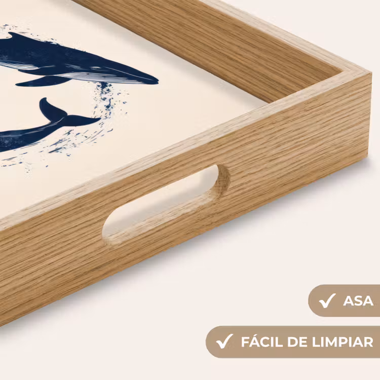 Bandeja - Ballenas - Salpicaduras - Círculo - Azul oscuro — 8