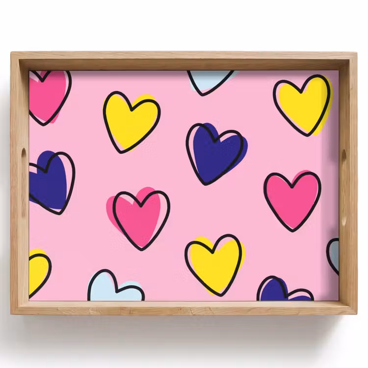 Bandeja - Corazones - San Valentín - Patrón - Colorido — 1