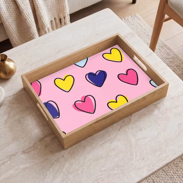 Bandeja - Corazones - San Valentín - Patrón - Colorido — 2