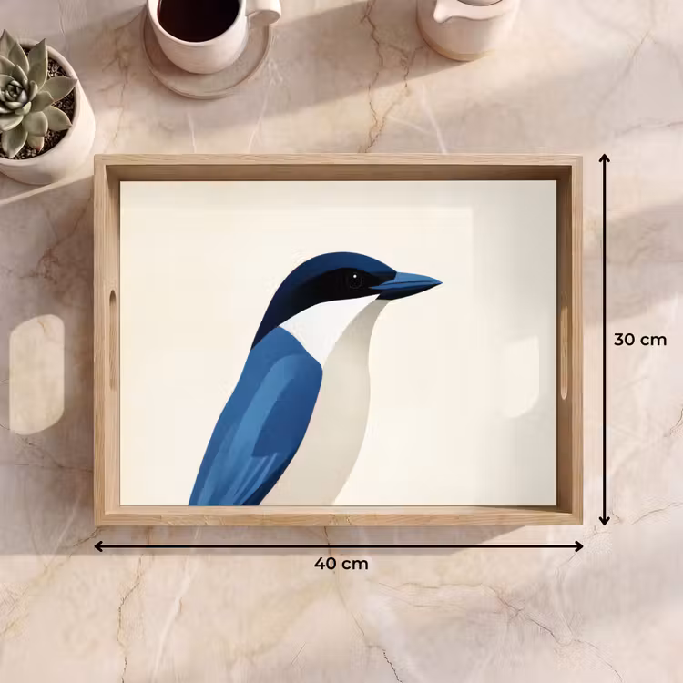 Bandeja - Ilustración - Azul - Pájaro — 7