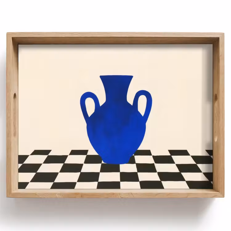 Bandeja - Jarrón - Azul - Bloqueado - Moderno — 1