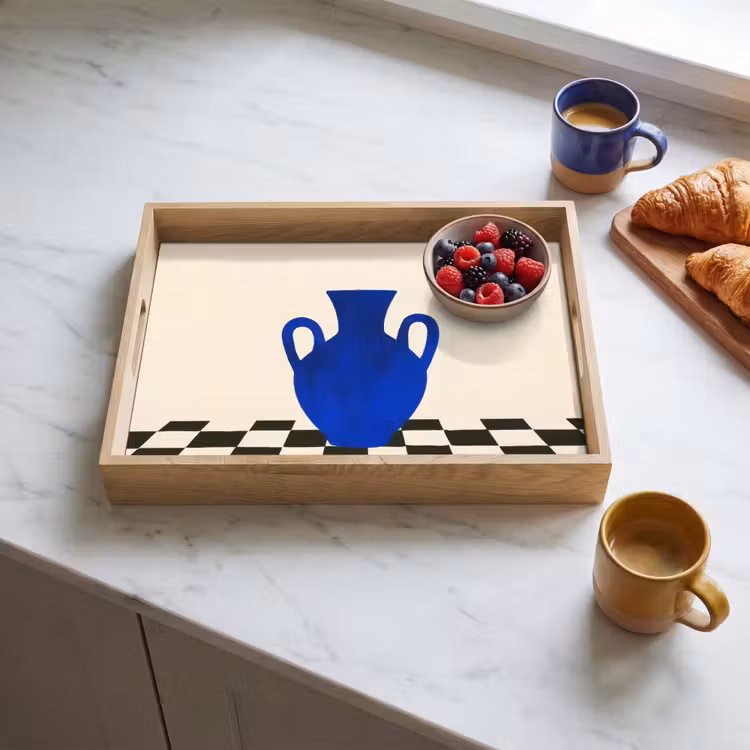 Bandeja - Jarrón - Azul - Bloqueado - Moderno — 3