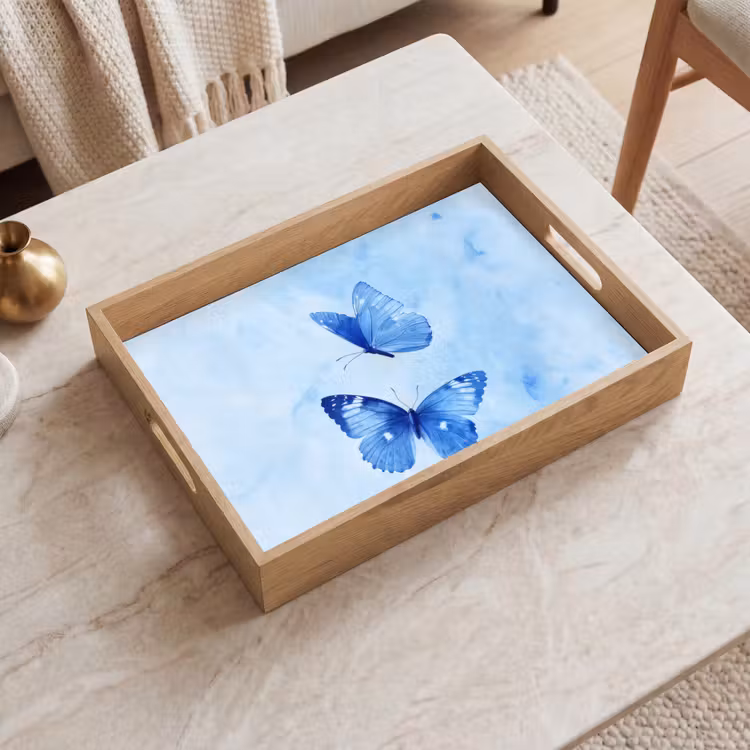 Bandeja - Mariposas - Ornamental - Azul — 2