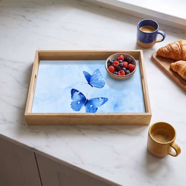 Bandeja - Mariposas - Ornamental - Azul — 3