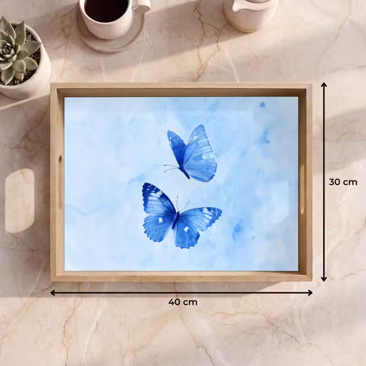 Bandeja - Mariposas - Ornamental - Azul — 7