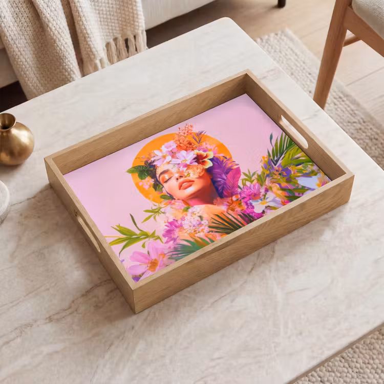 Bandeja - Mujer - Abstracto - Círculo - Flores — 2