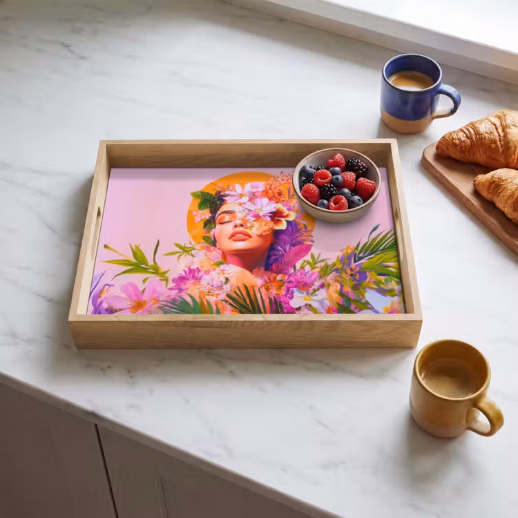 Bandeja - Mujer - Abstracto - Círculo - Flores — 3