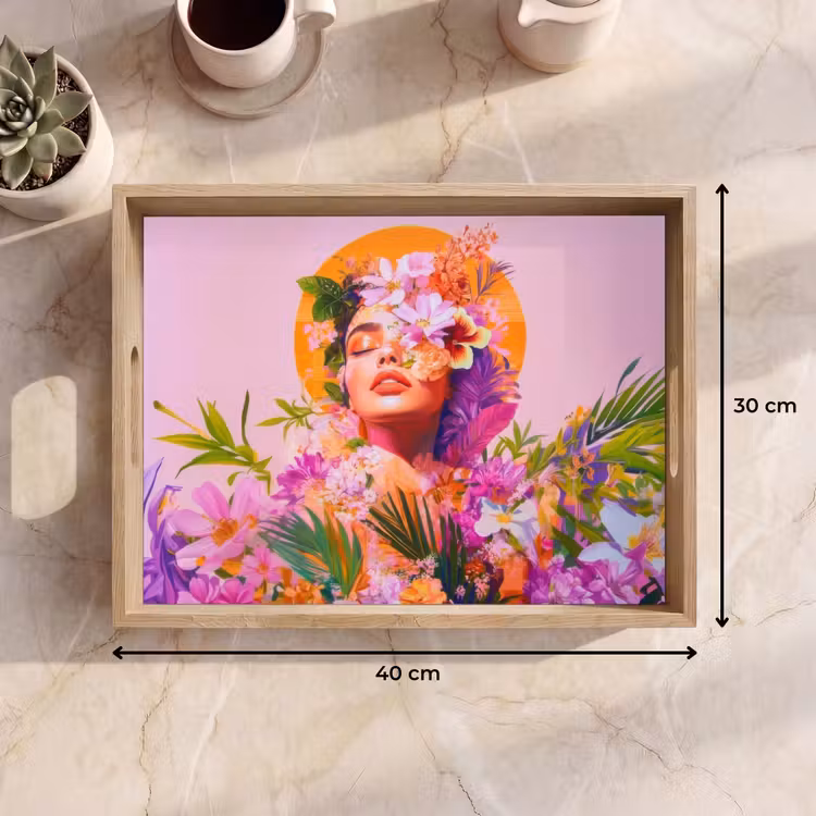 Bandeja - Mujer - Abstracto - Círculo - Flores — 7