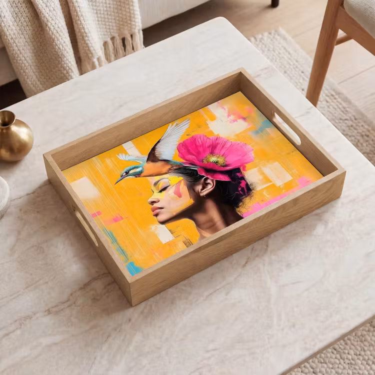Bandeja - Pájaro - Mujer - Abstracto - Flor — 2