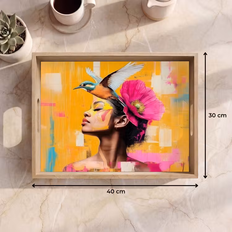Bandeja - Pájaro - Mujer - Abstracto - Flor — 7