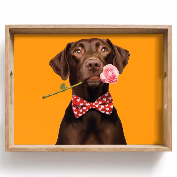 Bandeja - Perro - Naranja - Rosa - San Valentín — 1