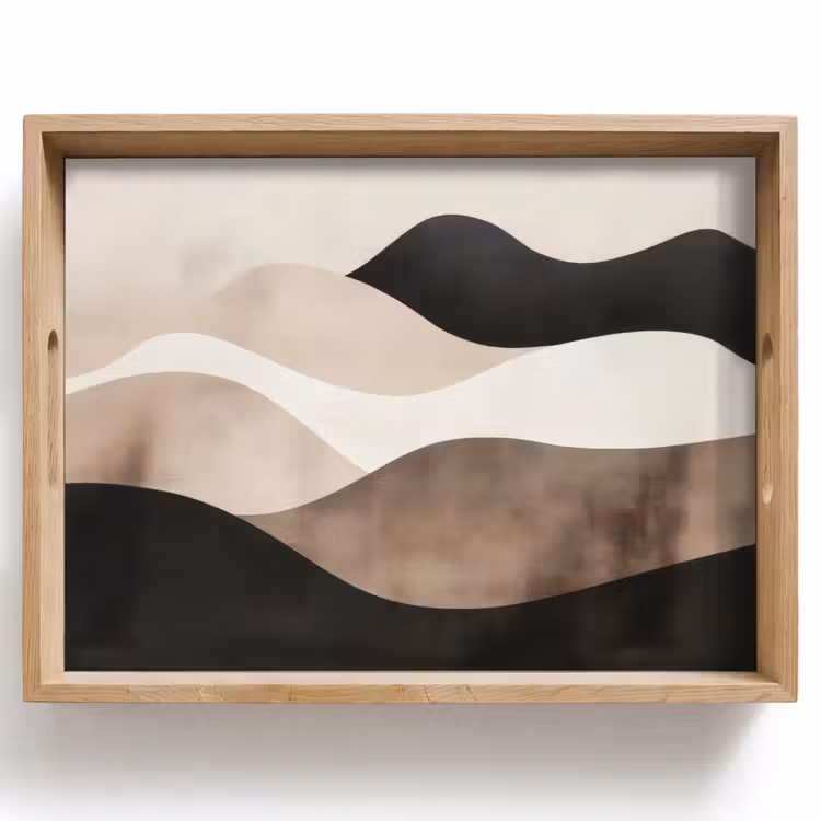 Bandeja - Abstracto - Paisaje - Olas - Color crema — 1