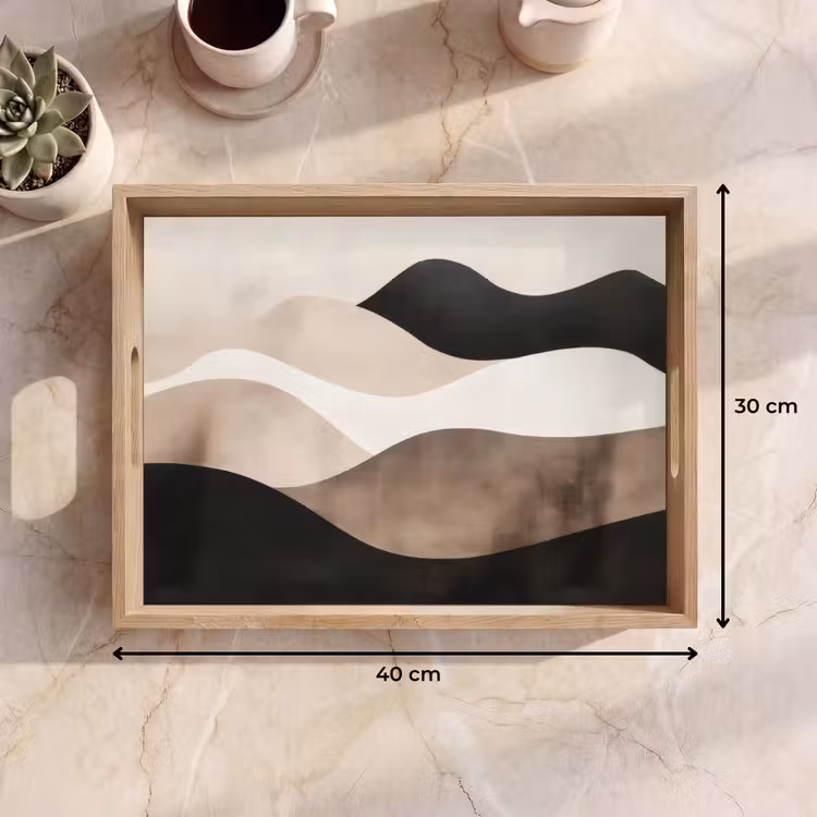 Bandeja - Abstracto - Paisaje - Olas - Color crema — 7