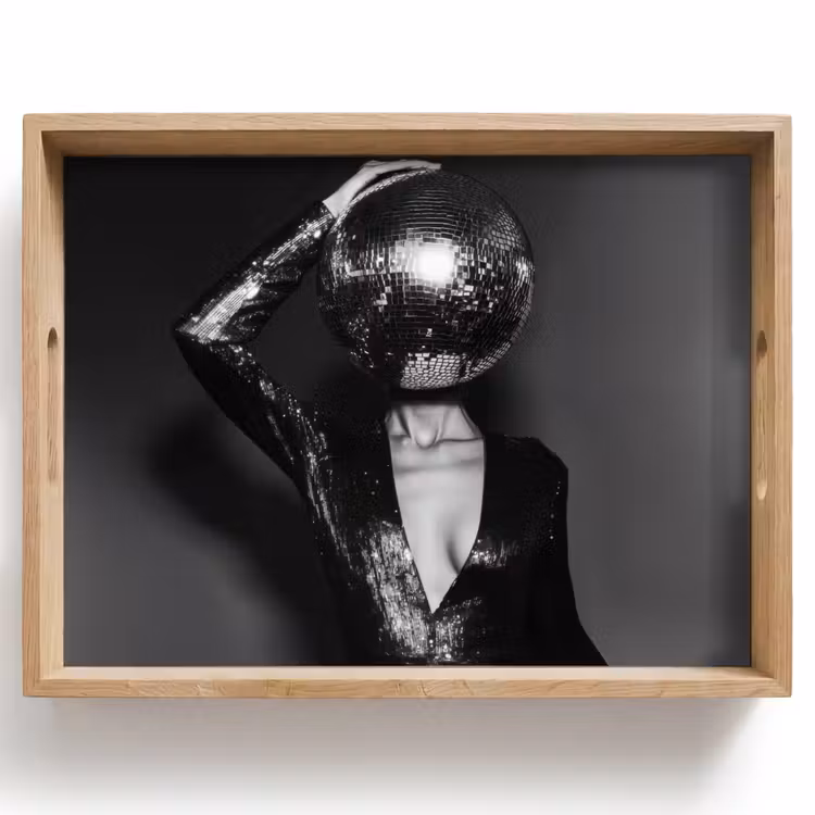 Bandeja - Discoball - Cara - Glamour - Negro — 1