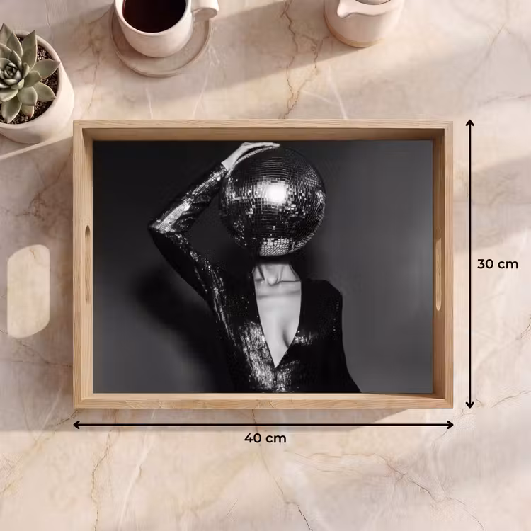Bandeja - Discoball - Cara - Glamour - Negro — 7