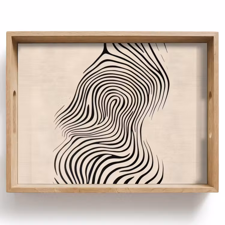 Bandeja - Líneas - Abstracto - Ondulado - Negro — 1