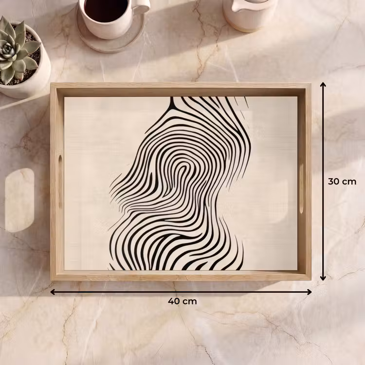 Bandeja - Líneas - Abstracto - Ondulado - Negro — 7