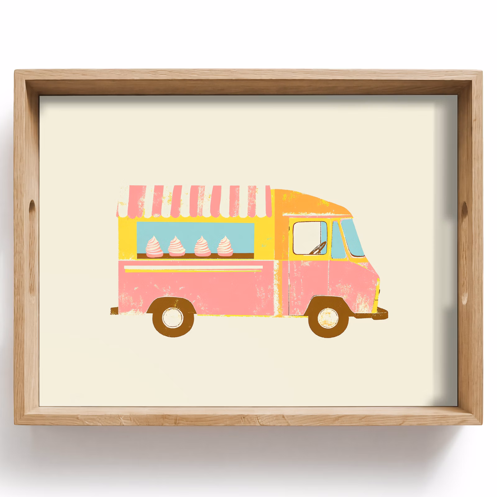 Bandeja - Carrito de helados - Retro - Helados suaves - Rosa — 1