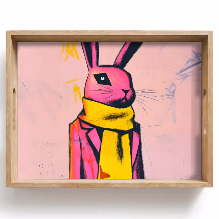 Bandeja - Abstracto - Conejo - Bufanda - Amarillo — 1