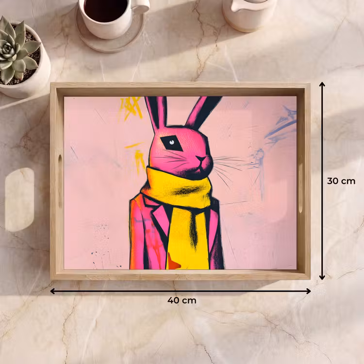 Bandeja - Abstracto - Conejo - Bufanda - Amarillo — 7