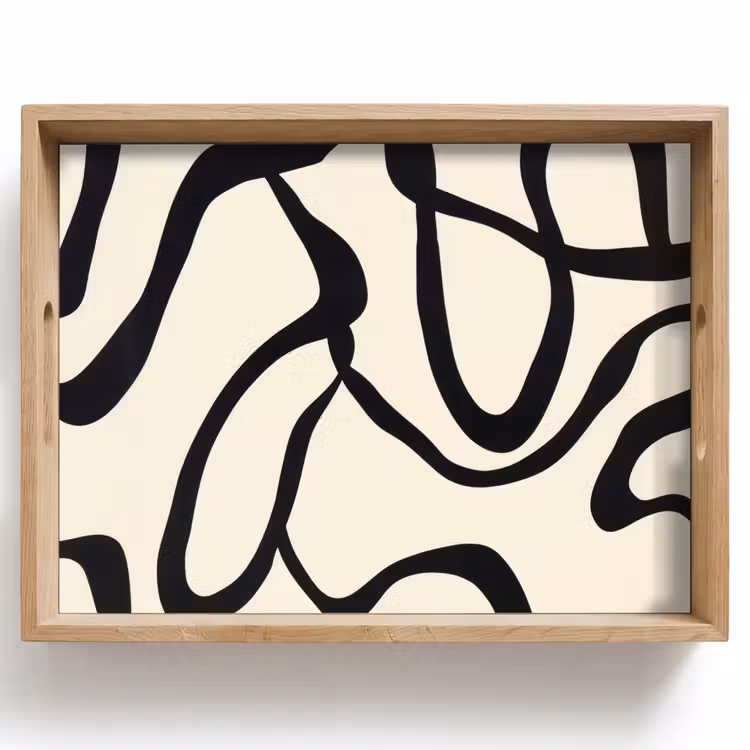 Bandeja - Abstracto - Líneas - Moderno - Beige — 1