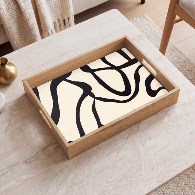 Bandeja - Abstracto - Líneas - Moderno - Beige — 2